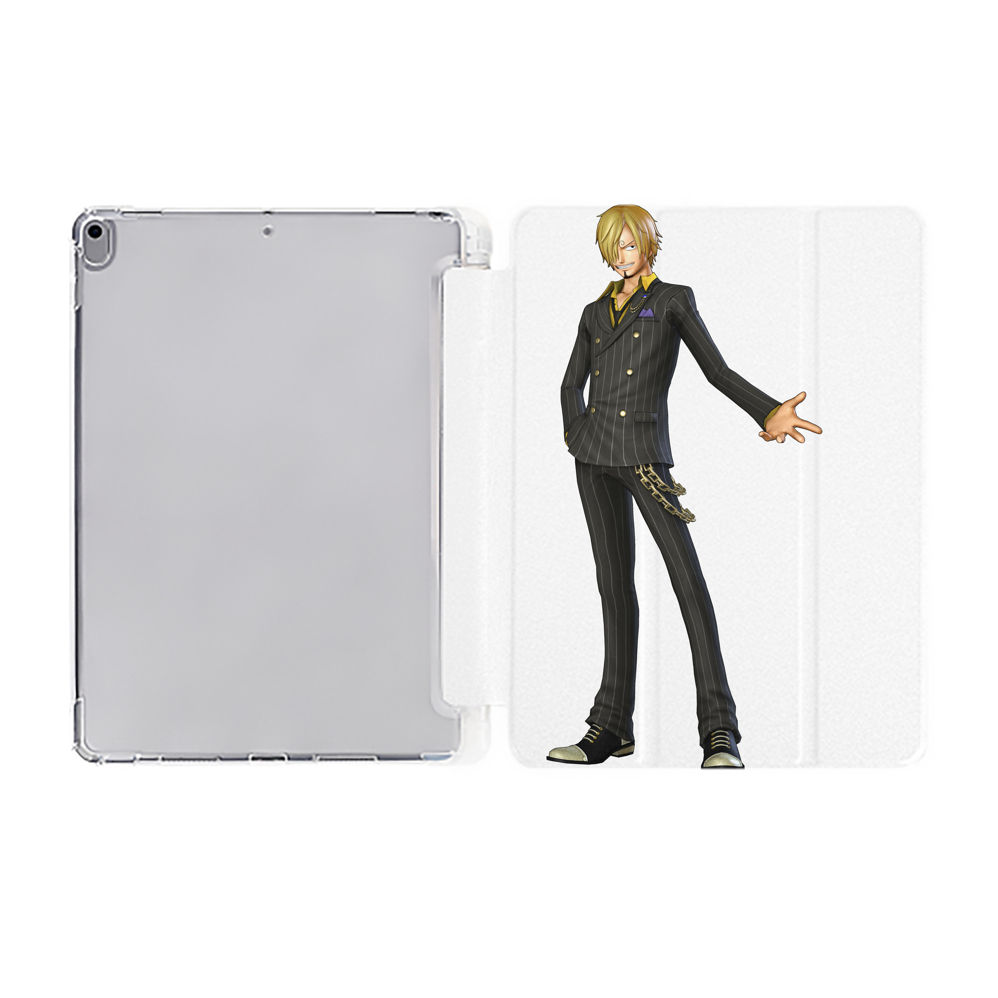 （画像用） ワンピース サンジ ONE PIECE Sanji IPad ケース ペン収納付き 三つ折りスタンド PUレザー×シリコン 対応機種9.5/10.5/10.9インチ